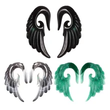 2 шт./компл. с «крыльями ангела» акриловый расширитель для уха в форме конуса ювелирные изделия, цвета: черный и серый Спираль уха конические зажигания Носилки Пирсинг уха ювелирные изделия с расширителем для тела Лот