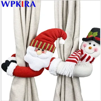 

2pcs Christmas Curtain Tie Rope Tieback Window Clasp Santa Claus Snowman Curtain Buckle Decorative New Year Ornament CP-AD567