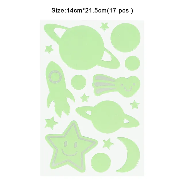 Luminous 3D Stars Dots Wall Sticker for Kids Room Bedroom Home Decoration Glow In The Dark Moon Decal Fluorescent DIY Stickers 17pcs mix