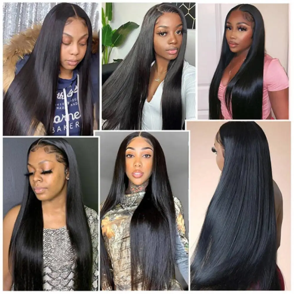 Feixes de Cabelo Humano em Linha Reta com Fechamento Pacotes com Fechamento do Laço Humano com 4x4 Polegada Brasileiro Remy 40 4 2 Pacotes com 3/4 com fecho