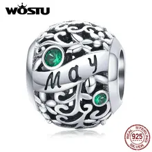 WOSTU настоящий серебряные бусины 925 пробы подходит браслет кулон с камнем рождения браслет может Ювелирное Украшение на день рождения
