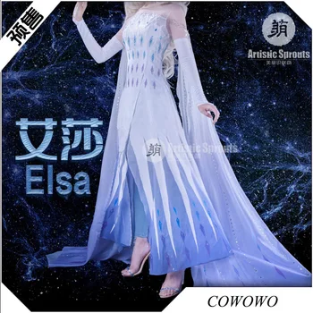 

Anime! Queen Elsa White Transformation Princess Dress Gorgeous Uniform Cosplay Costume Women Party Suit 2020 NEW Free Shipping