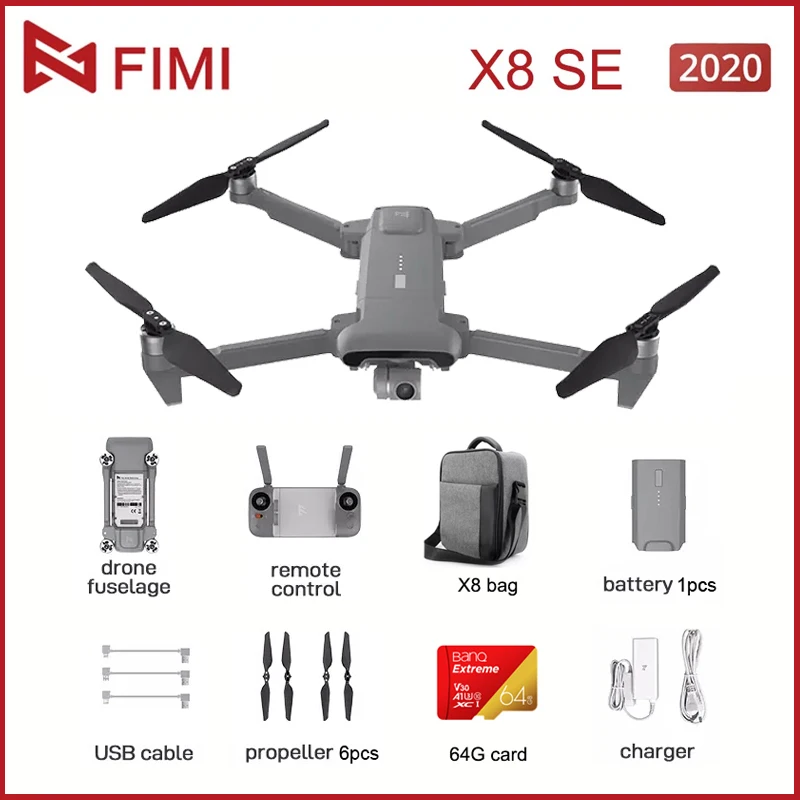 FIMI X8SE Дрон с камерой 2020 для экологического бренда Xiaomi 4K Радиоуправляемый 8 км FPV