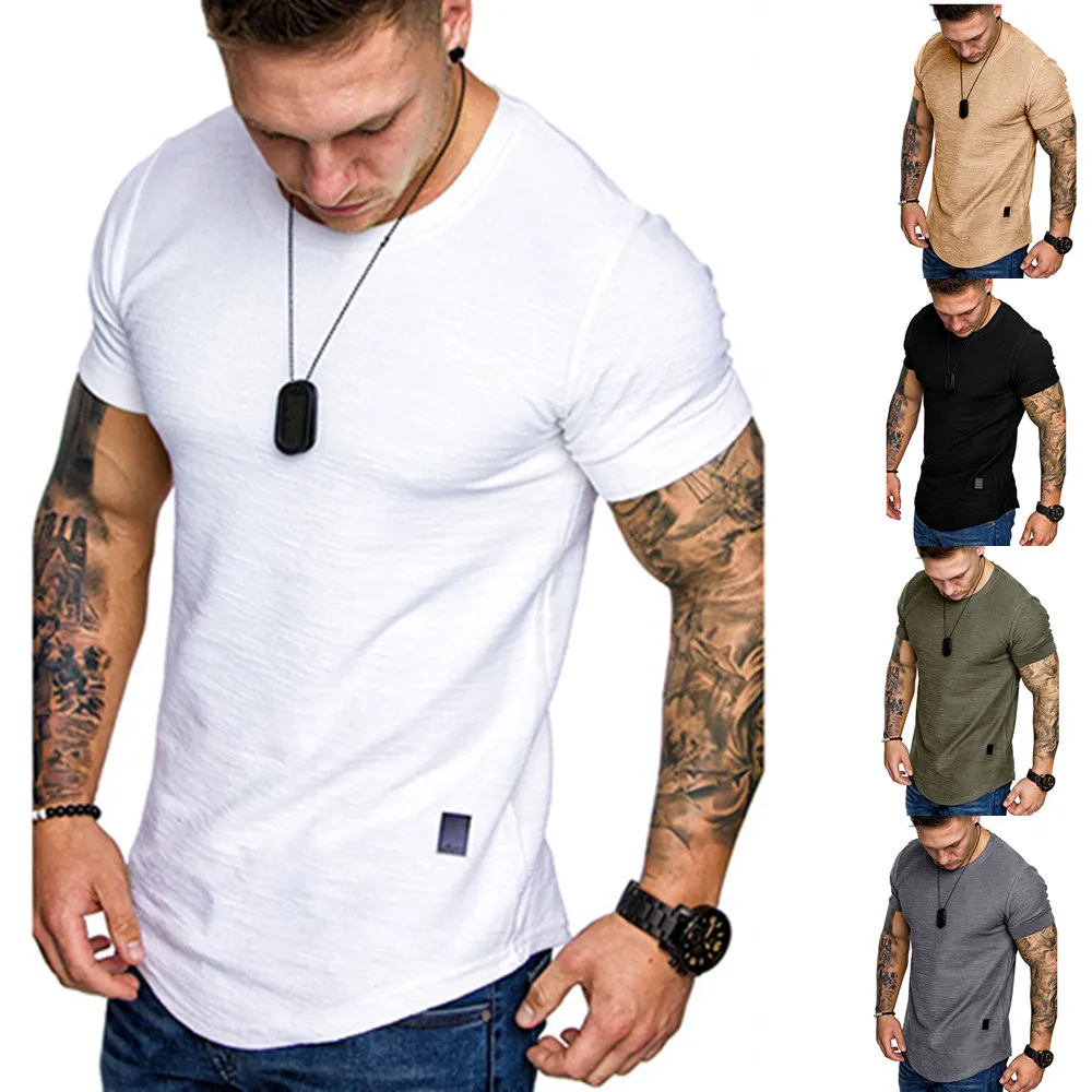 Men's Slim Fit O Neck Short Sleeve Muscle Tee T-shirt Casual Tops Summer Blouse 