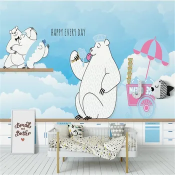 

milofi factory custom wallpaper mural 3D cute cartoon blue bear children's room background wallpaper mural