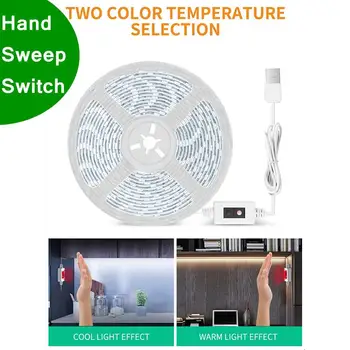 

Waterproof LED Strip Light USB 5V Portable Hand Sweep Switch Kitchen Light Strip Tape Under Cabinet Light Ribbons Wardrobe Lamp