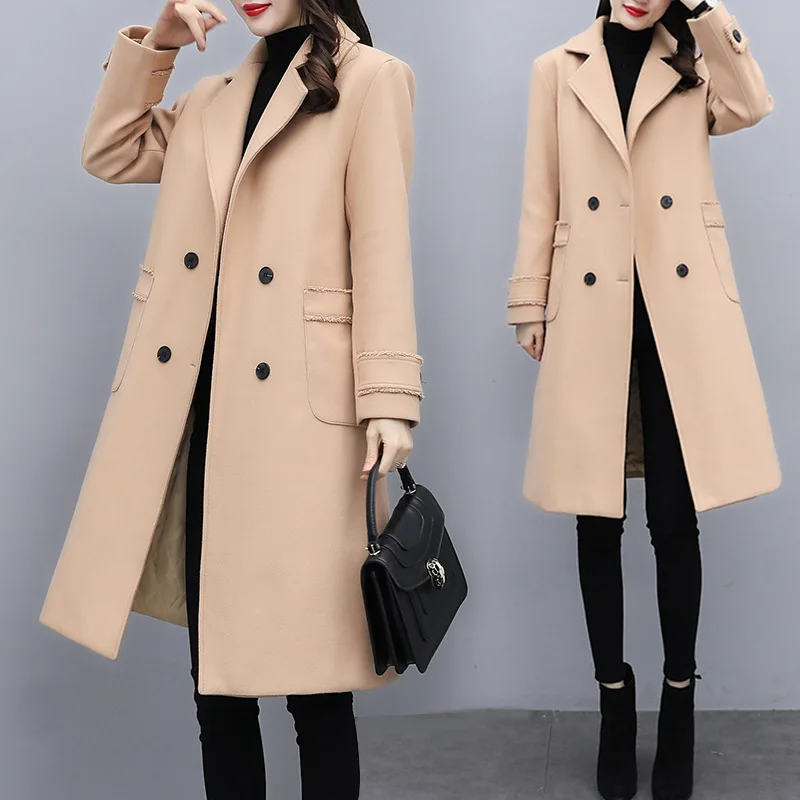 

Large Size Mid-Length Woolen Coat for Women 2020 Autumn and Winter New Loose Western Style Slimming Elegant Woolen Overcoat Tide