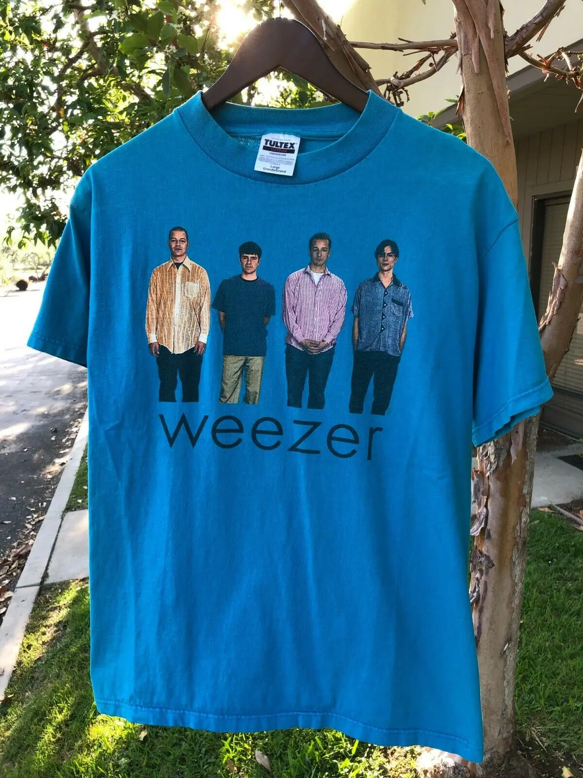 Original 90s Weezer Teal Shirt Size 
