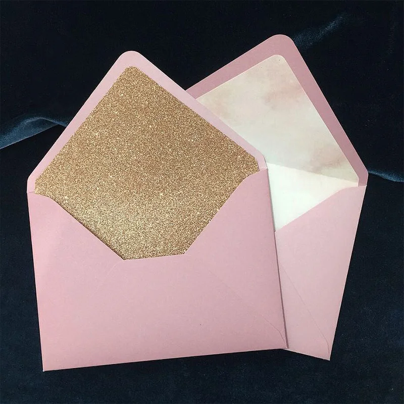 Enveloppe pour Invitation de mariage, en papier rose, 14cm x 19cm