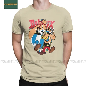 

Asterix And Obelix Men's T Shirt Getafix French Cartoon Comic Comedy Dogmatix Tee Shirt Short Sleeve T-Shirt Cotton 4XL 5XL 6XL