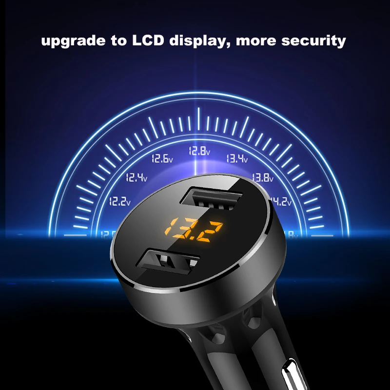 QC3.0, 2 порта, С01, двойное USB Автомобильное зарядное устройство, адаптер для прикуривателя, ЖК-дисплей, быстрое автомобильное зарядное устройство, адаптер питания, прикуриватель