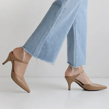 

Korean version of pointy joker high-heeled toe-wrapped sandals, spring and summer, with stiletto heels, and empty women's shoes.