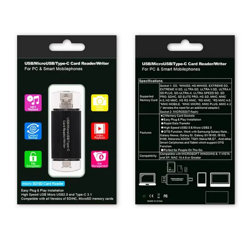 3 в 1 кард-ридер/Писатель type-C/MicroUSB/USB память для телефона и компьютера OTG бренд