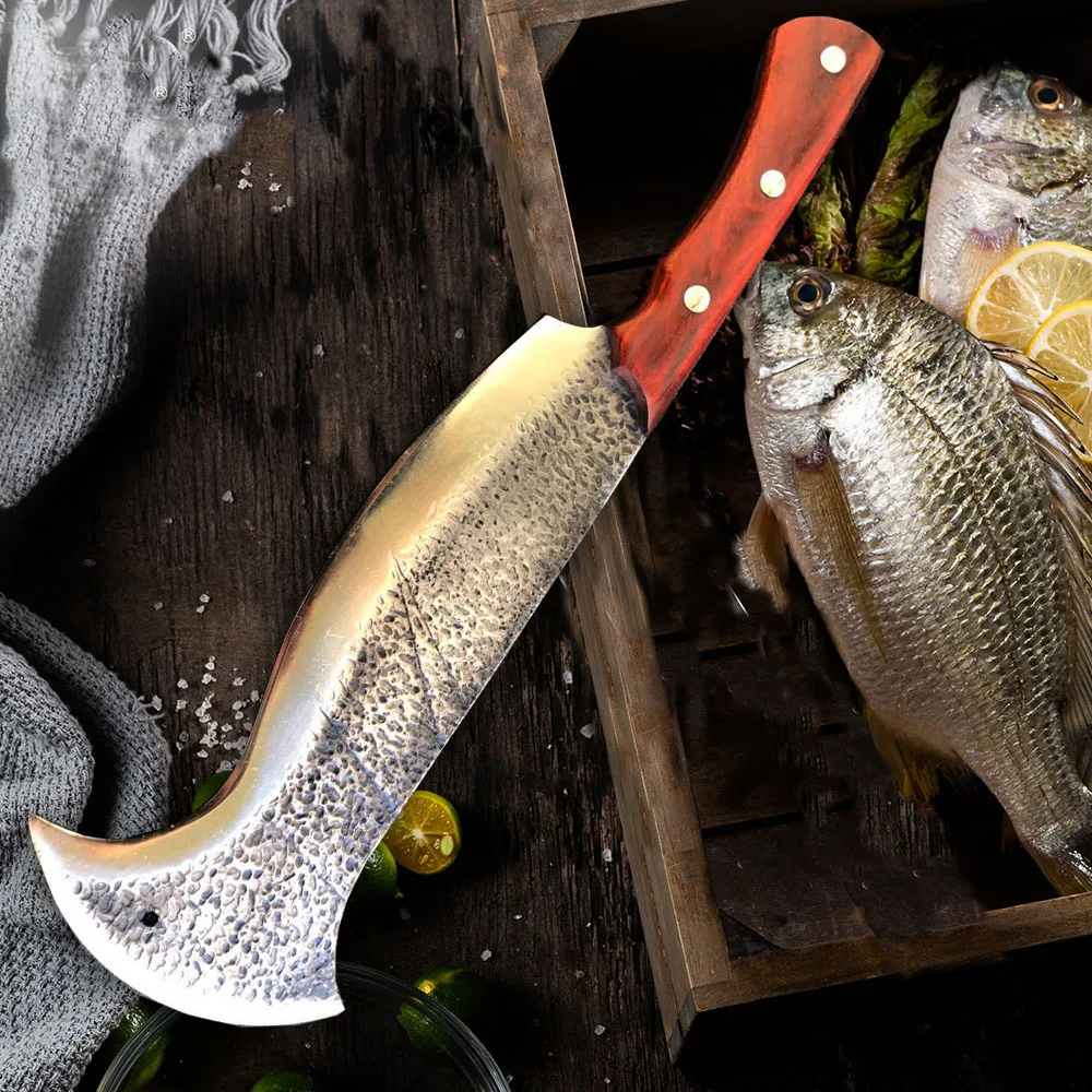 

Chinese Style Shot Steel Handmade Forged Strong Cutter Big Bone Knives Tree Firewood Knife Chopper Axe Chef Butcher Knives