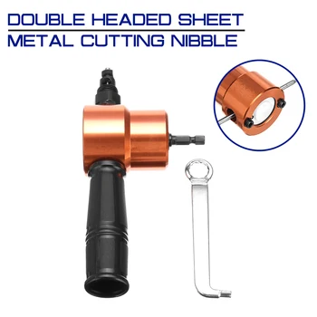 

Double Headed Sheet Metal Cutting Nibbler Metal Saw Cutter with Extra Punch Cutting Tools 360 Degree Adjustable Drill Attachment