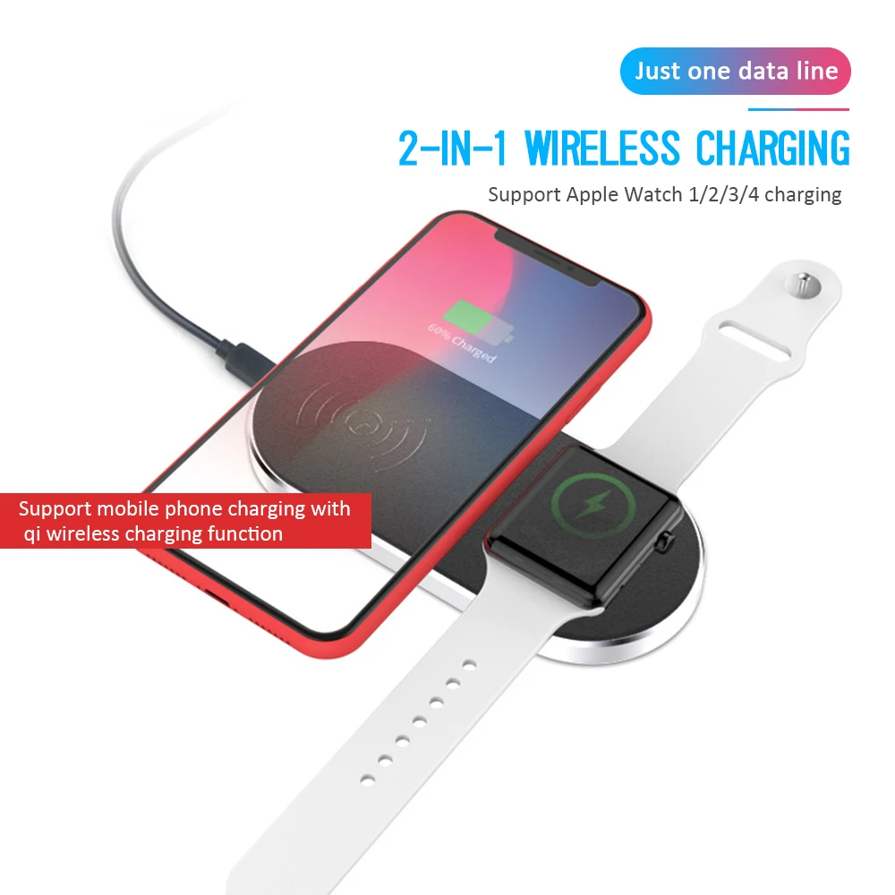 

innovative 2 in 1 Wireless Charger For iPhone 8Plus X XR Charging Station Smartwatch Chargers For Apple Watch 4 3 2 Accessories