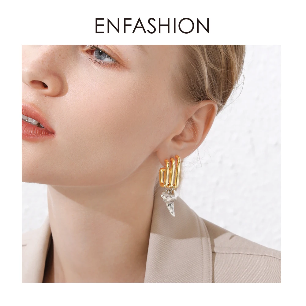 ENFASHION, панк, несколько C, форма, серьги-гвоздики для женщин, золотой цвет, OL, минималистичные серьги геометрической формы, модные ювелирные изделия E191079