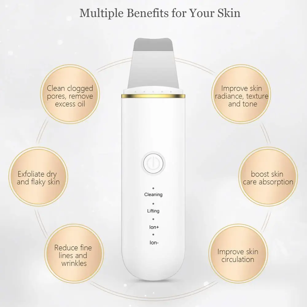 

NEW Ultrasonic Skin Scrubber Machine Face Deep Cleaning Blackhead Remover Reduce Wrinkles Facial Whitening Lifting instrument