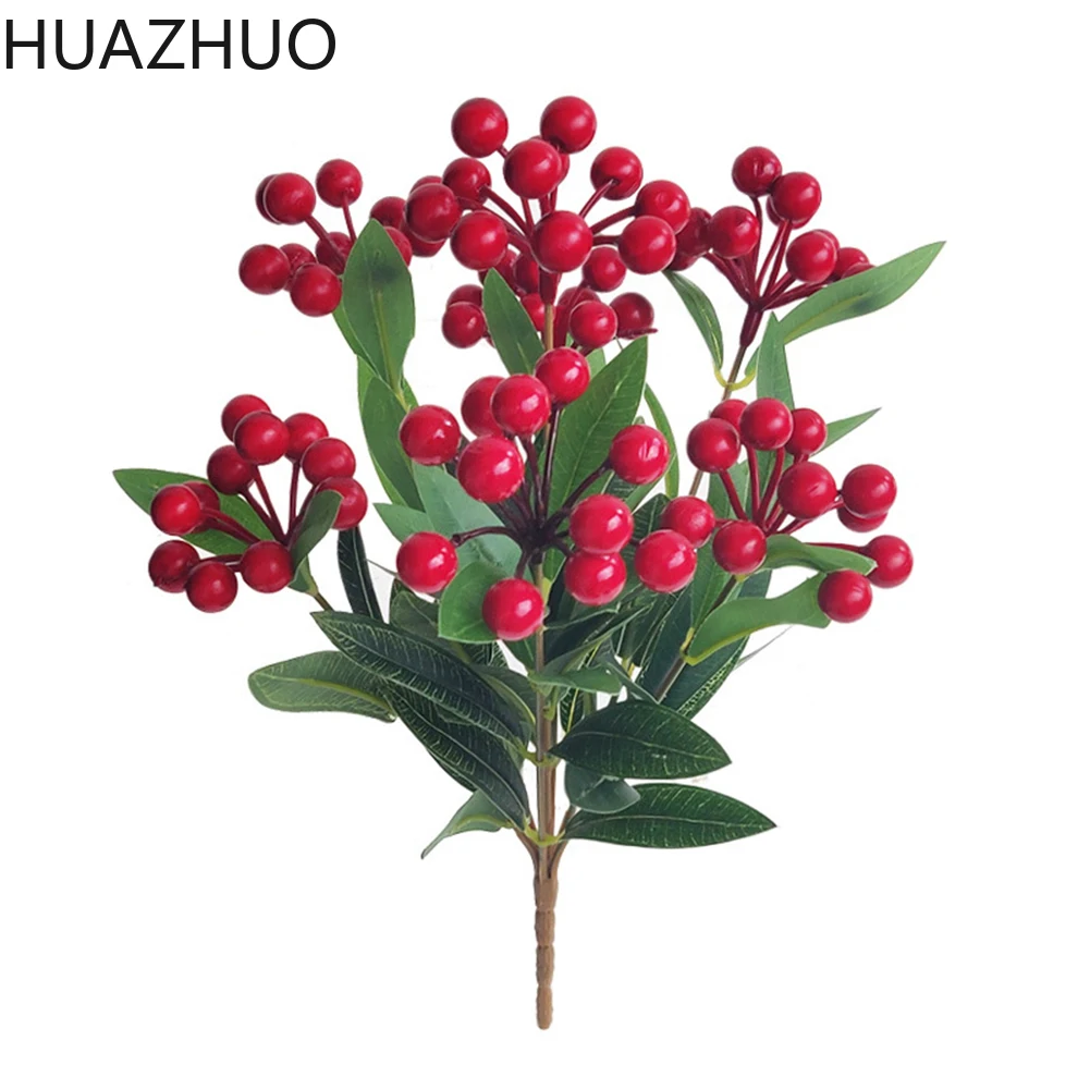 Simulation Plant Red Fruit Acacia Bean Bunch Bouquet Fake Flower Celebration Home Interior Holiday Christmas Decorations | Дом и сад