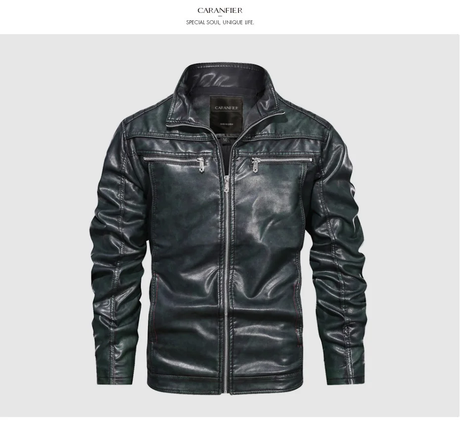 CARANFIER мужские кожаные куртки новые осенние кожаные пальто повседневная мотоциклетная куртка Мужские байкерские куртки европейские размеры дропшиппинг