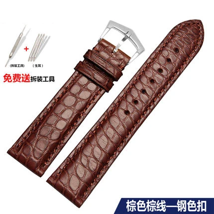 Shengmeirui для часов Patek philpe ремешок из крокодиловой кожи ремешок 18 мм 19 мм 20 мм 21 мм 22 мм черный коричневый ремень - Цвет ремешка: brown silver