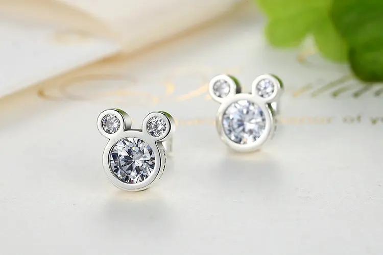 925 Sterling Silver Women Jewelry Crystal Cartoon Animals Stud Earrings for School Girls Kids Gift Pendientes Oorbellen eh1415 - Image 4