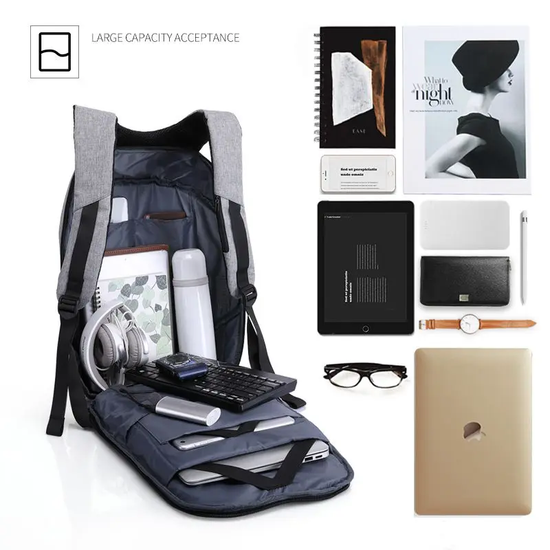  Men Waterproof Anti theft Laptop Backpacks Modernist Look Water Resistant with USB Charging Port 15