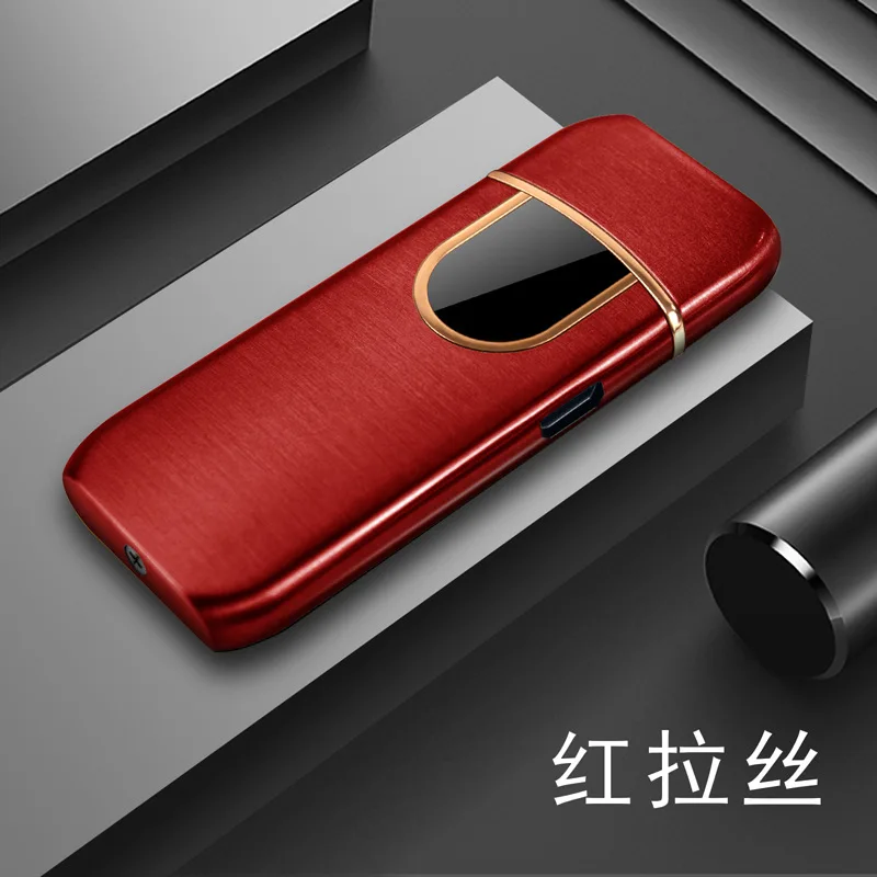 red Новая ультратонкая usb зарядка Зажигалка сенсорная Индукционная Электрическая Зажигалка металлическая ветрозащитная Электронная зажигалка перезаряжаемая - Цвет: red