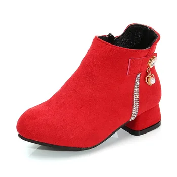 

Autumn and Winter Children's New Girls Princess Medium Children's Ins Comfortable Low Heel Diamond Single Boots 27-37