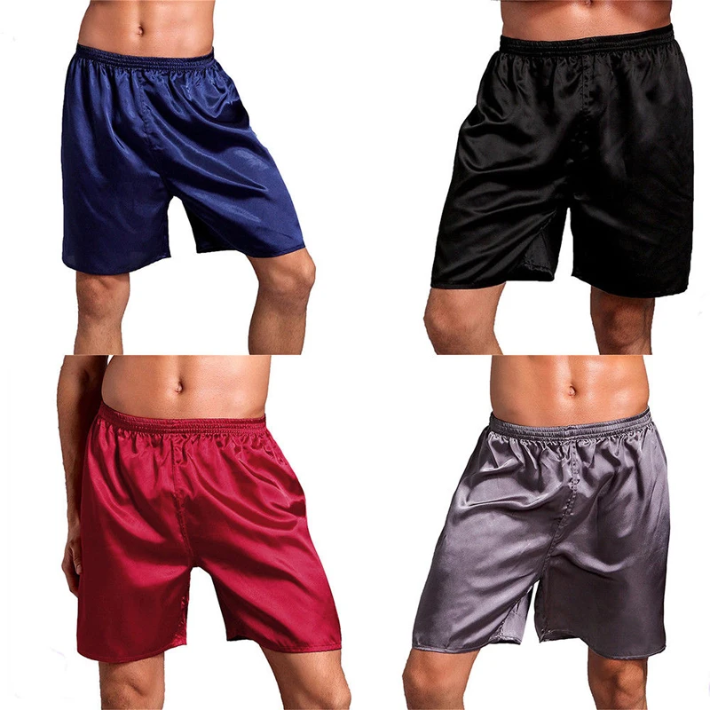 Silk Satin Shorts for Men Fashion Summer Homewear Pajamas Bottoms Sleepwear Solid Color Beach Pants Underwear Female Short Pants 5