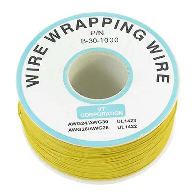 

PCB Solder Yellow Flexible 0.25mm Core Dia 30AWG Wire Wrapping Wrap 820Ft