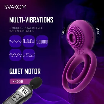 SVAKOM TAMMY Ring Penis Vibrator Silicone Double Rings for Cock Balls Silicone Cockring for Couples Adult Sex Toys for Men 2