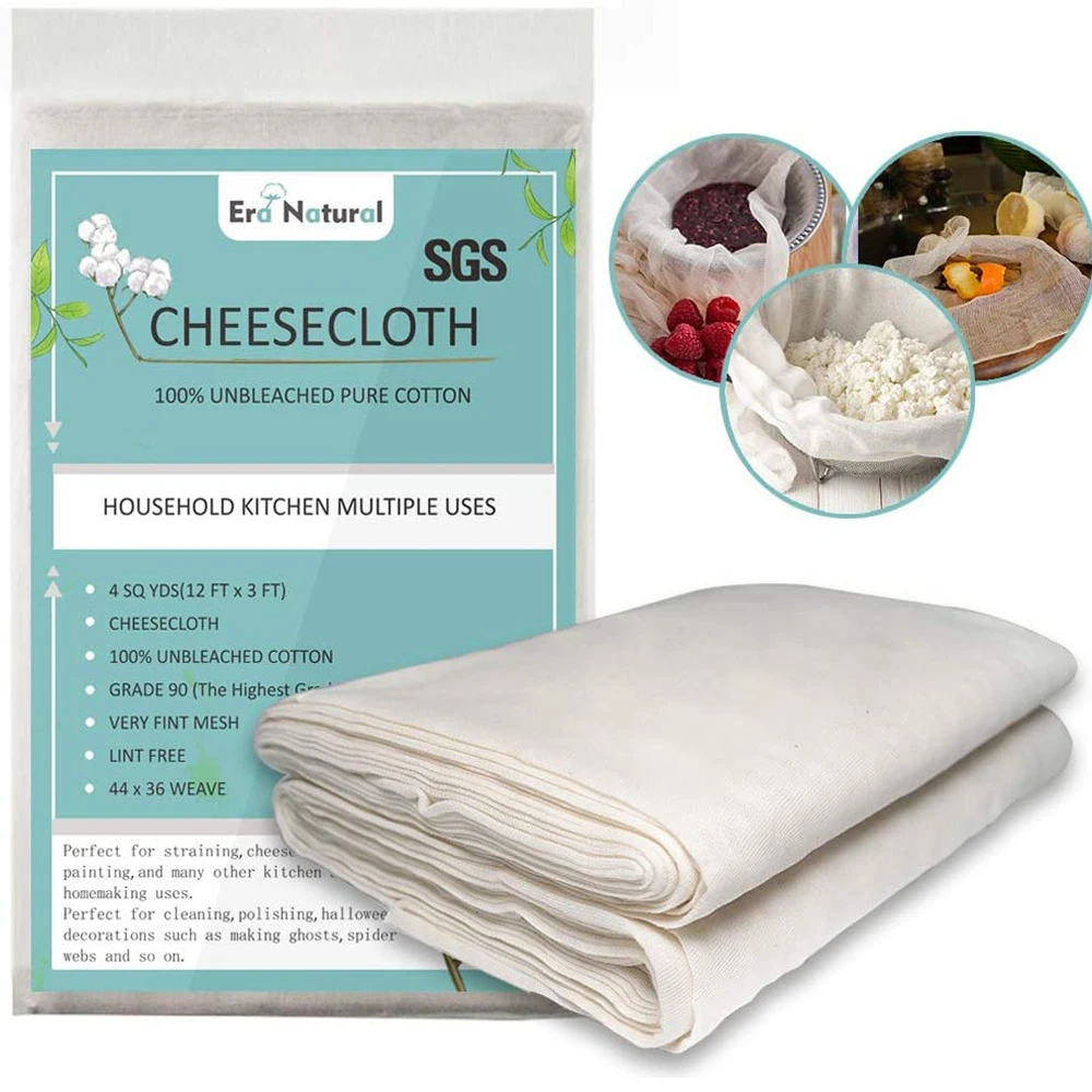 100 Unbleached Cotton Cheesecloth 4 Yards, Ultra Fine Cheese Cloths
