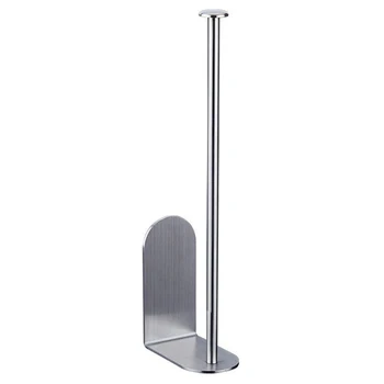 

Storage Stainless Steel Paper Roll Holder Vertical No Drilling Rustproof Wall Mount Towel Rack Bathroom Kitchen Self Adhesive