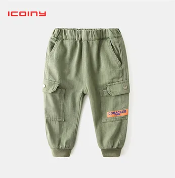 

ICOINY Boys Girls Army Green Pants with Pockets Children Cargo Pants 2020 SpringTrousers Toddler Casual Pants 2T-3T-4T-5T-T