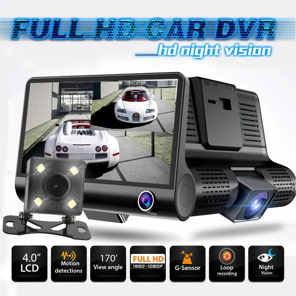 Новинка Автомобильный видеорегистратор заднего вида 4 дюйма HD 1080P с G-датчиком |