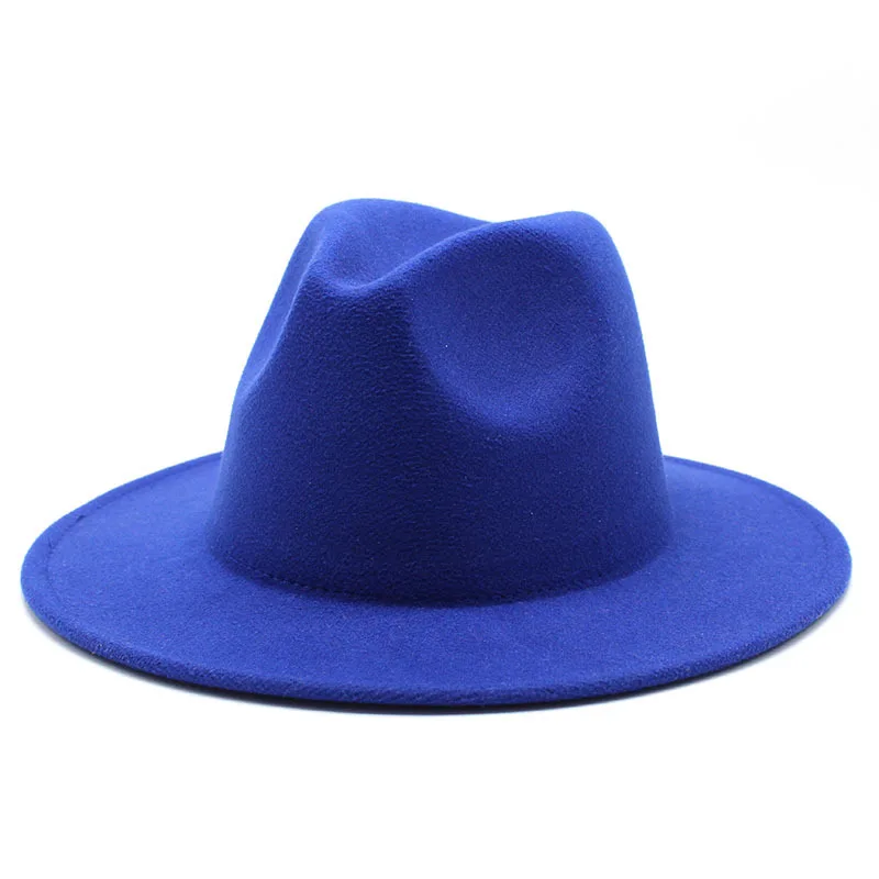 Fedoras Big Brim Hats For Women British Style Vintage Church Hats Lady Flat Brim jazz cap Autumn Winter Womens Felt Hat fedora hat