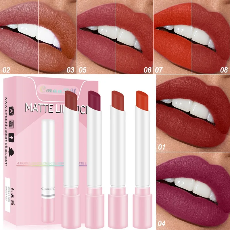 HOT SALE 5PC Cigarette-shape Matt Lipstick Set Waterproof Moisturizing Lipsticks Makeup Cosmetics Red Lip Balm Kit |