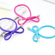 Корейский стиль, полностью ручная работа, лента для волос с бусинами и узлом, высокая эластичность, повязка для волос с бантом, Детская яркая повязка на голову