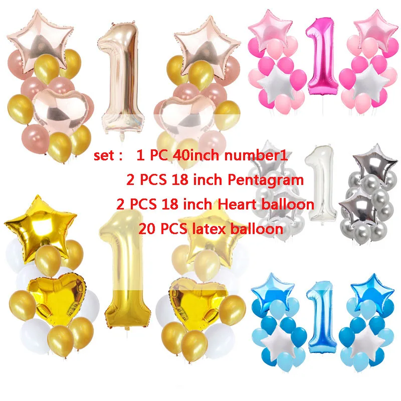 

1Set 18Inch12Inch One Full Year Of Life Balloons Pearl Latex kids Balloon Party Toy Theme Decor Supplies 1st Birthday Decoration