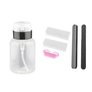 

1 Pcs Nail Art Polish Remover Cleanser Dispenser & 1 Set Nail File Buffer Polishing Block Sanding Nail Art Tools