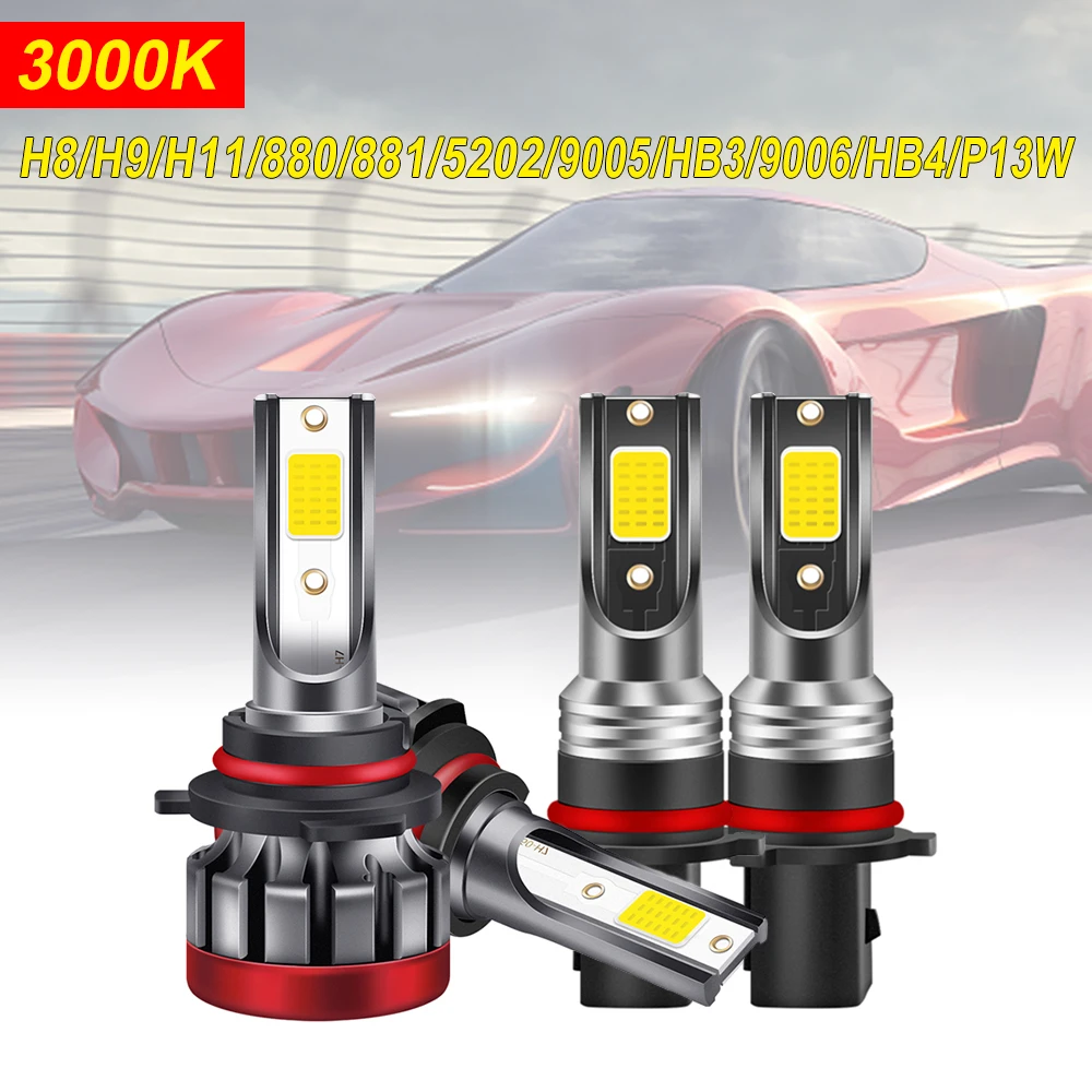 

Fog Light Bulbs 2pcs 100W Yellow Light 3000K LED H8 H9 H11 880 881 5202 9006 HB4 9005 HB3 P13W DRL Daytime Running Light for Car