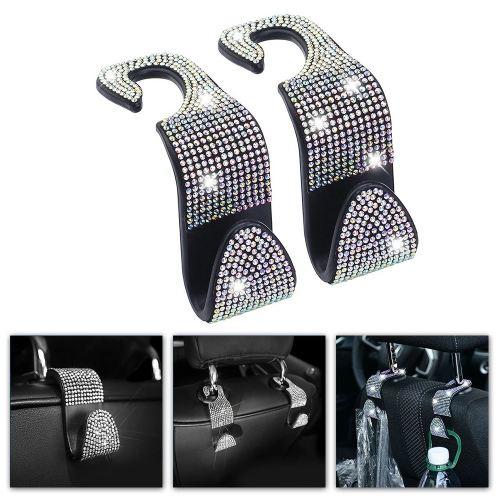 2x Bling Стразы автомобильные ранцы для сумки держатель продуктов крючки