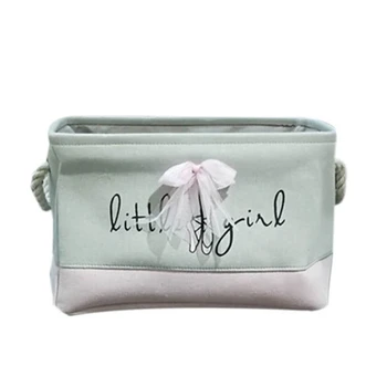 

New Pink Laundry Basket Organizer For Dirty Clothes Cotton Ballet Girl Bow Print Toys Organizer Home Storage Organization-02