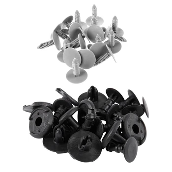 

20 Pcs Gray Plastic Car Trim Clips Rivet Fastener 6mm Hole 26mm Head & 10x BLACK CAR fender Spray Shield Clips Clip