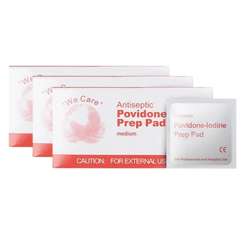 

300 Pcs Portable Povidone-Iodine Prep Pad Sealed Sterile Packing Disposable Wound Disinfection Pad for Outdoor Travel Home