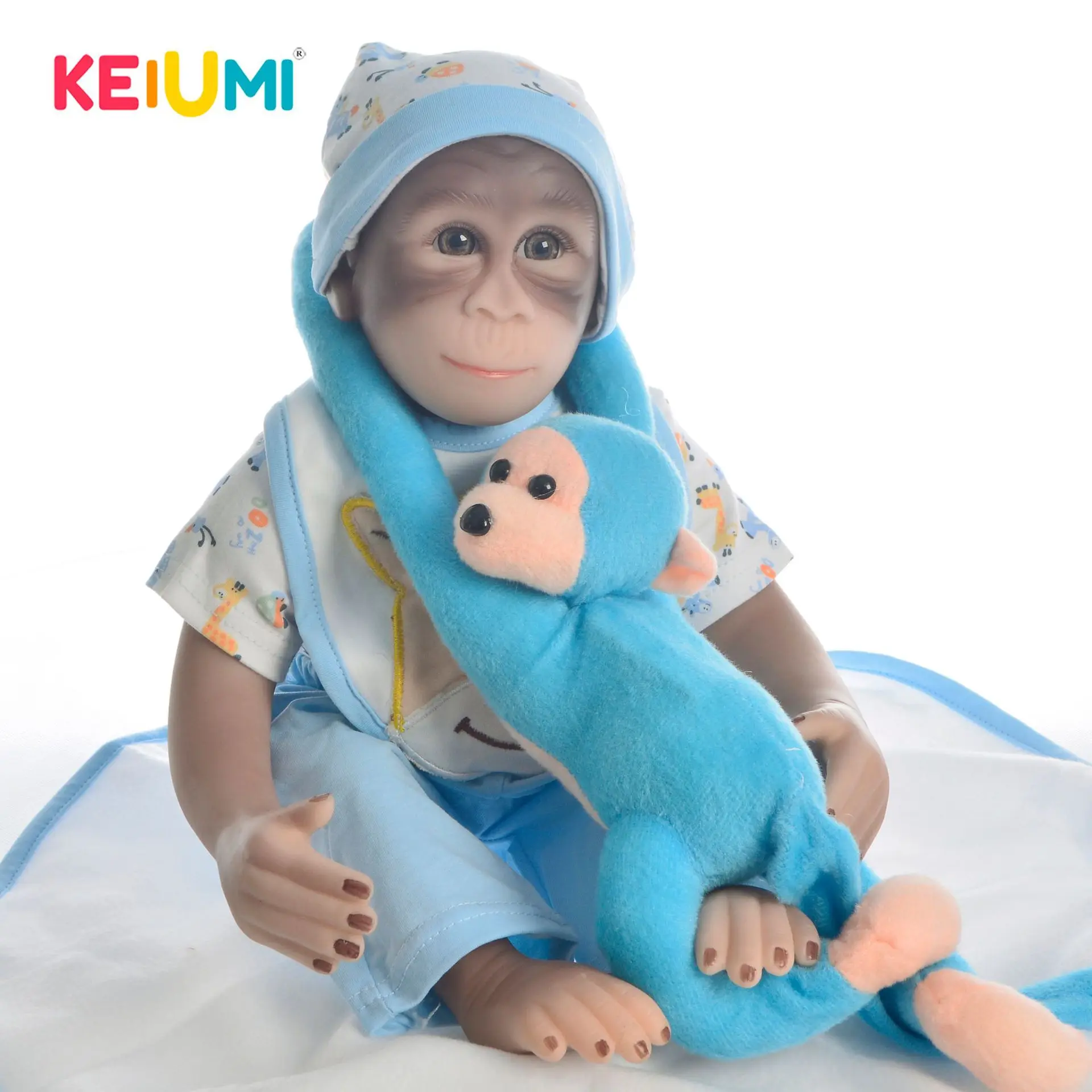 Силиконовые куклы-Младенцы KEIUMI с тканевым телом 48 см младенец-младенец обезьянка
