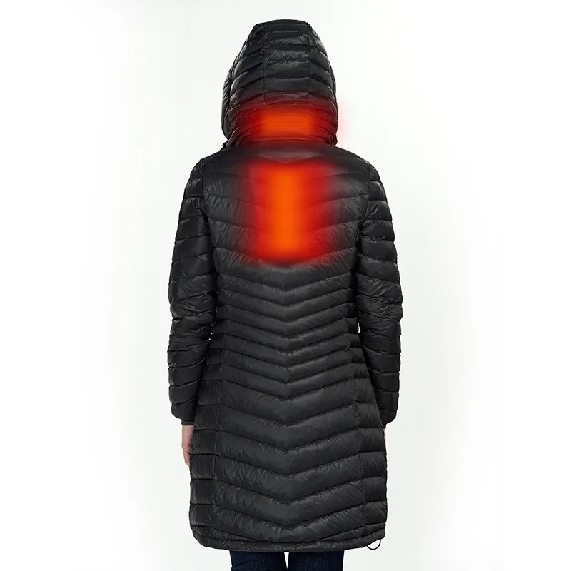 Женская зимняя куртка-пуховик с USB инфракрасным подогревом с капюшоном, длинное пальто для спорта на открытом воздухе, кемпинга, рыбалки, тепловое пальто SA-8