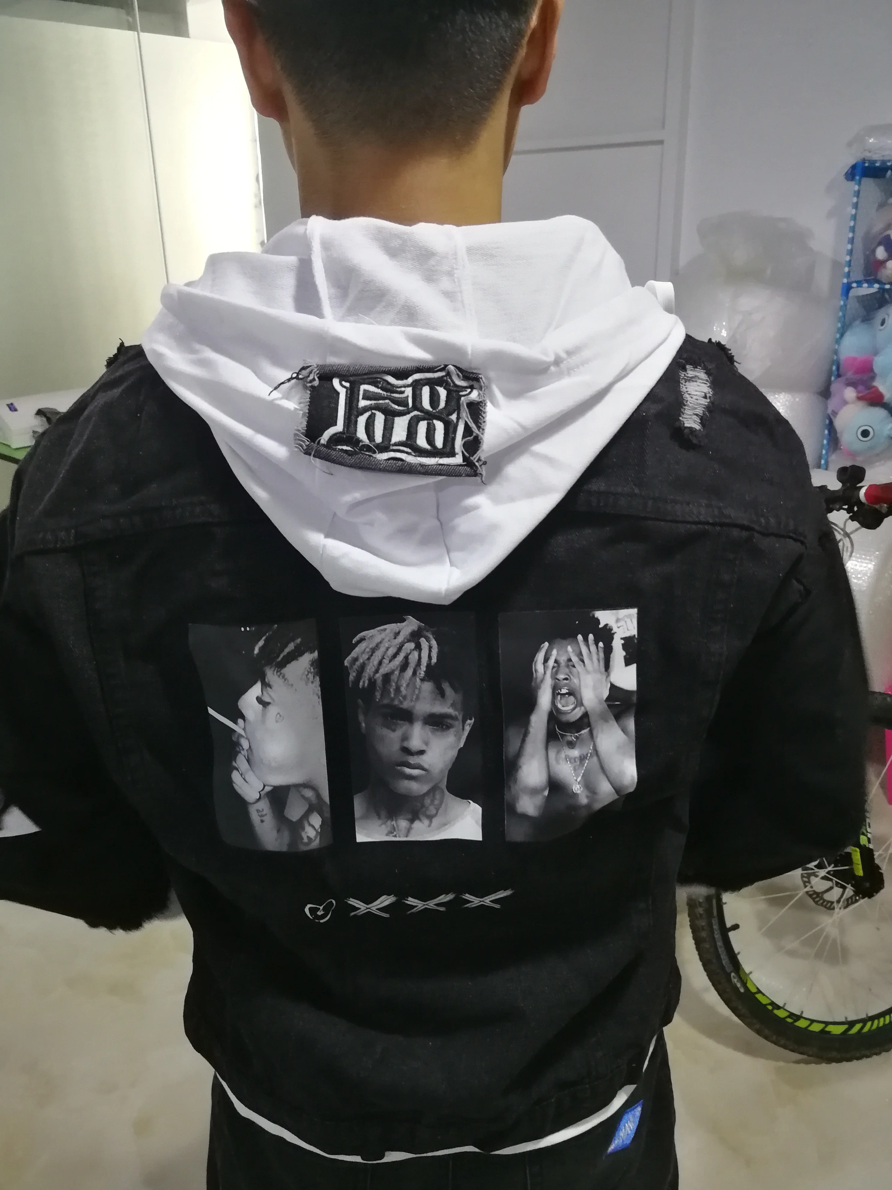 Xxxtentacion джинсовая куртка, джинсовые куртки, мужская длинная университетская куртка в стиле хип-хоп, пальто, теплая уличная одежда, синий, черный, мужской 4XL