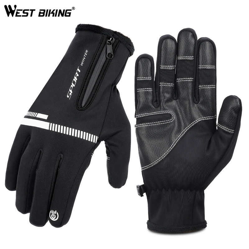

WEST BIKING Winter Bicycle Gloves For Men Cycling Anti-slip Thermal Full Finger Gloves Touch Screen Waterproof MTB Bike Gloves